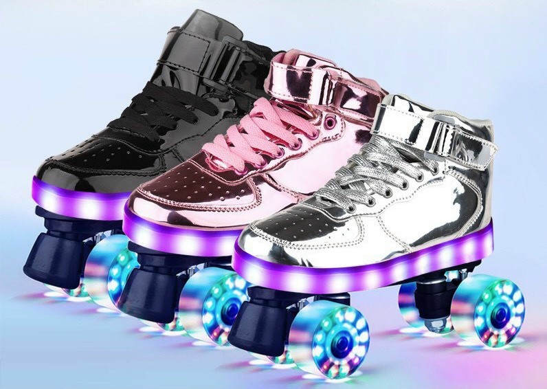 Giày trượt patin phát sáng cao cấp có đế giày và 4 bánh phát sáng